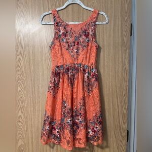 Love, Fire Coral Lace Dress